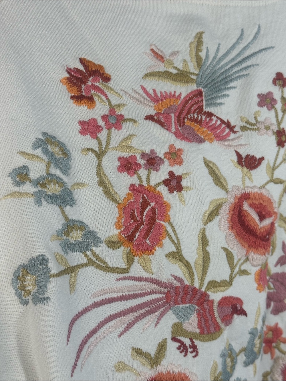 Johnny Was Los Angeles Brielle Embroidered Floral Bird Sweatshirt – Medium - Picture 6 of 7